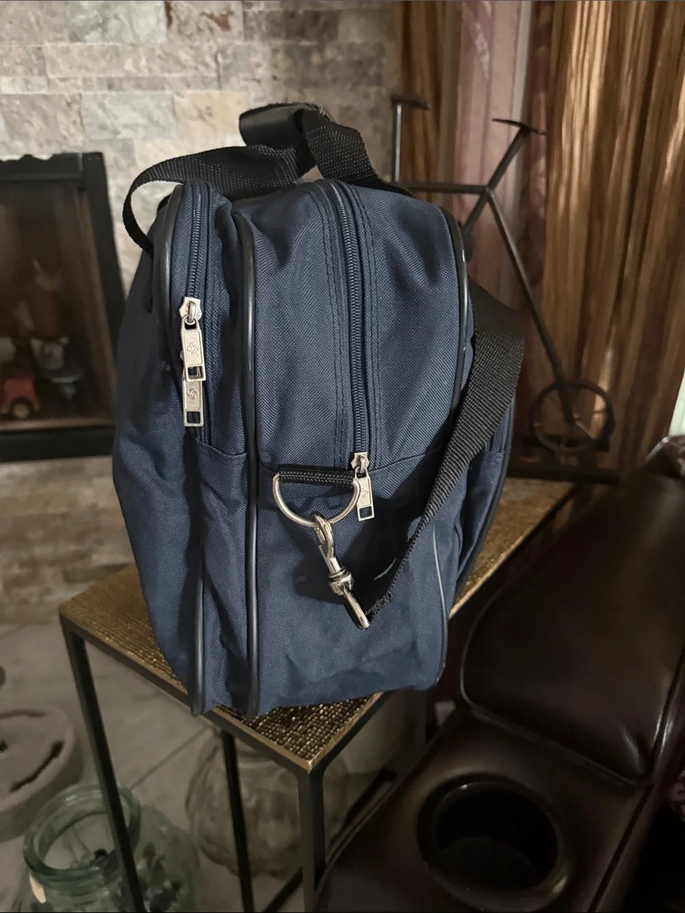 Samsonite Navy Blue Laptop Briefcase with Front Zip Pocket